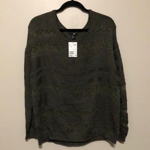 H&M olive green distressed sweater